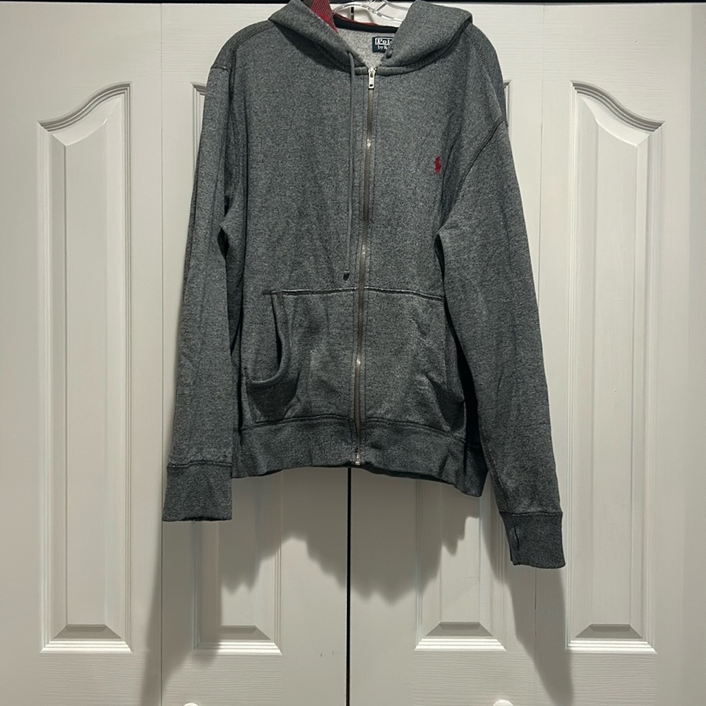Ralph Lauren Gray Sweatshirt Hoodie with Full Zipper